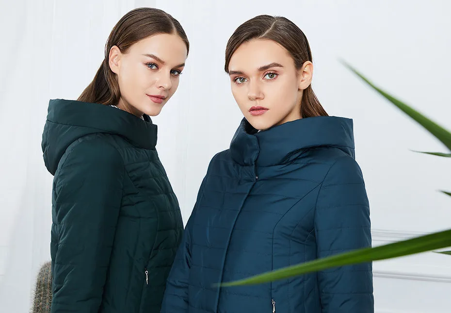 Women's Spring/Autumn Thin Warm Windproof Hooded Coat