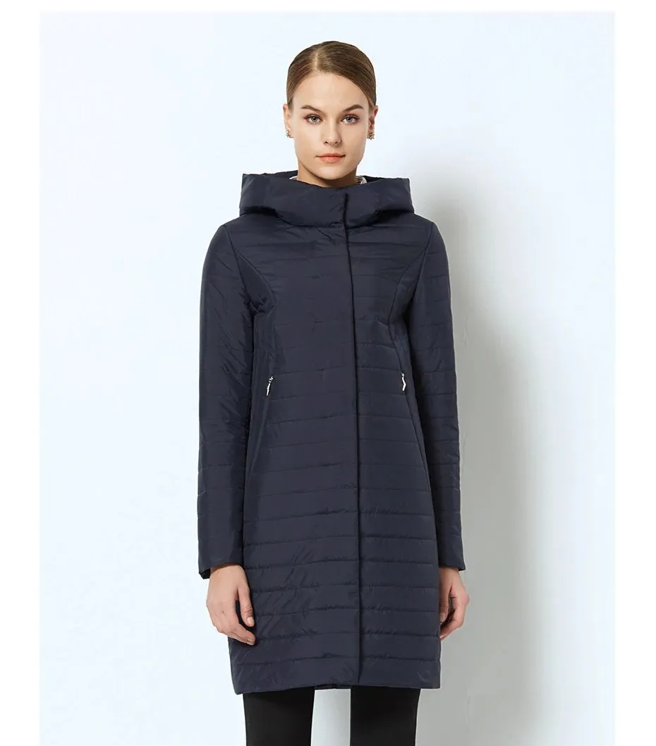 Women's Spring/Autumn Thin Warm Windproof Hooded Coat