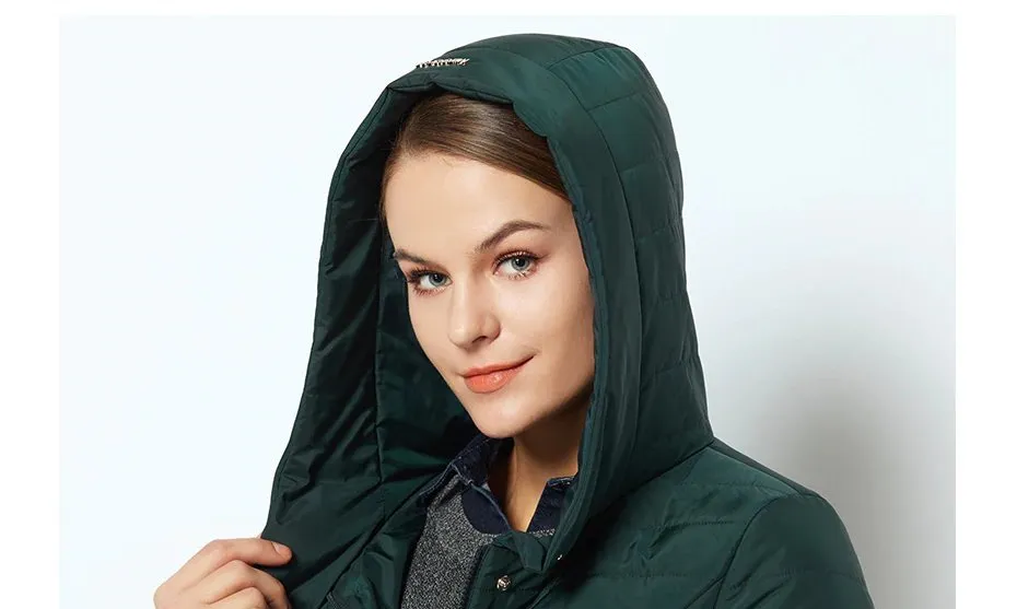 Women's Spring/Autumn Thin Warm Windproof Hooded Coat
