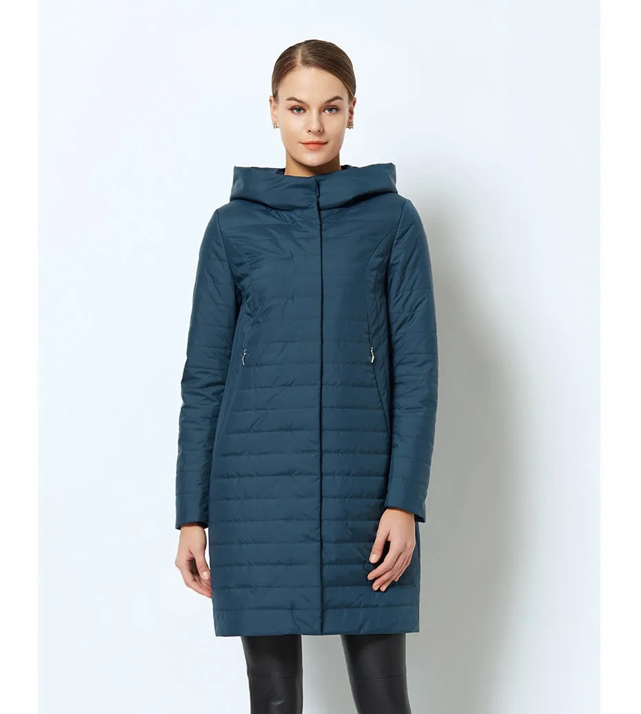 Women's Spring/Autumn Thin Warm Windproof Hooded Coat