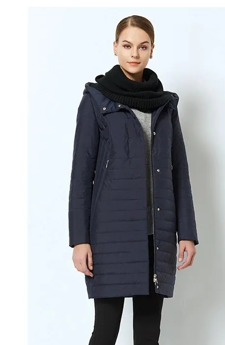 Women's Spring/Autumn Thin Warm Windproof Hooded Coat