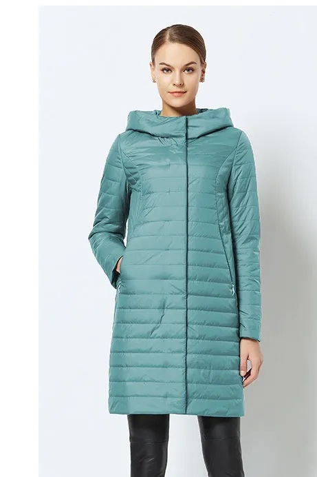 Women's Spring/Autumn Thin Warm Windproof Hooded Coat