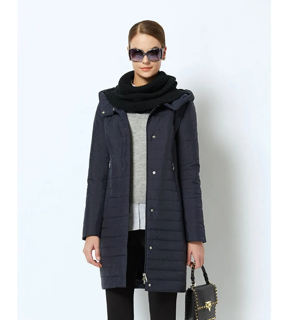 Women's Spring/Autumn Thin Warm Windproof Hooded Coat