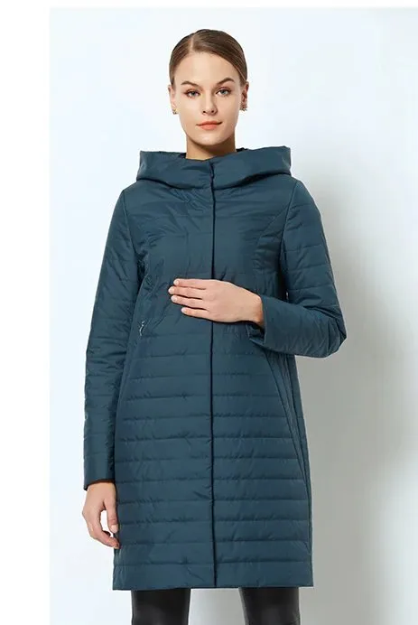 Women's Spring/Autumn Thin Warm Windproof Hooded Coat