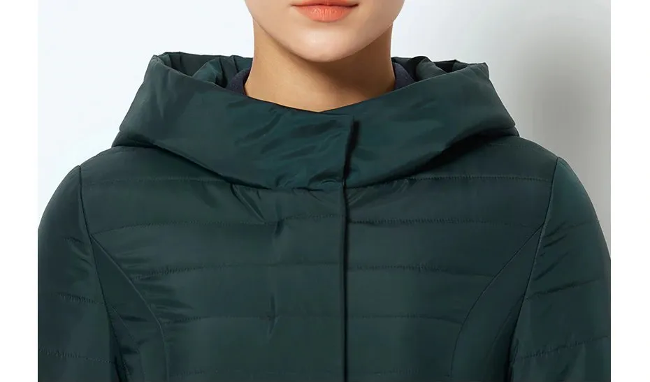 Women's Spring/Autumn Thin Warm Windproof Hooded Coat