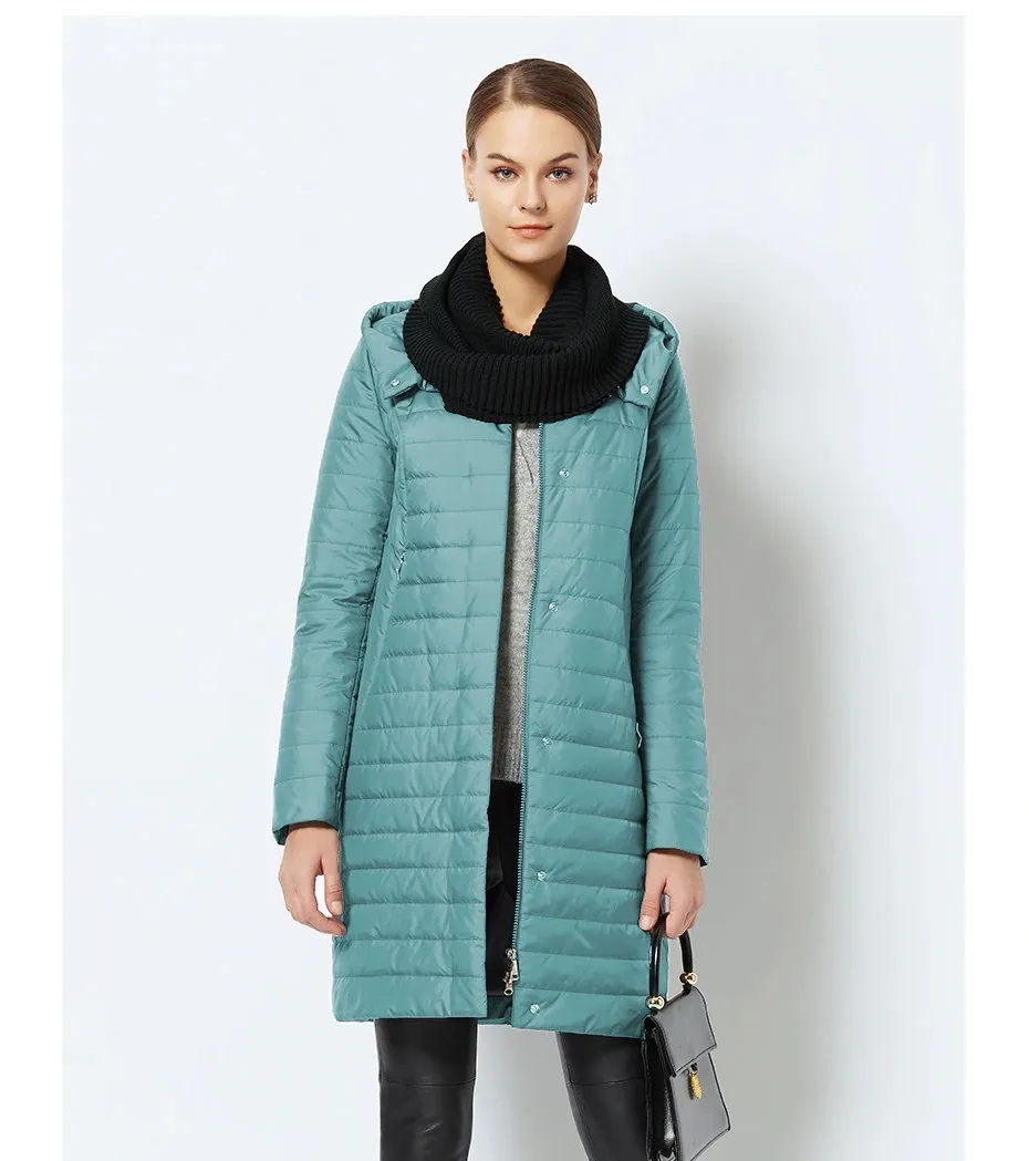 Women's Spring/Autumn Thin Warm Windproof Hooded Coat
