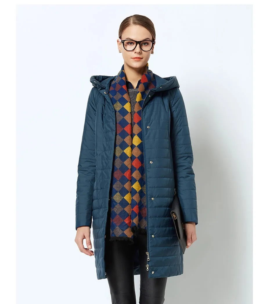 Women's Spring/Autumn Thin Warm Windproof Hooded Coat