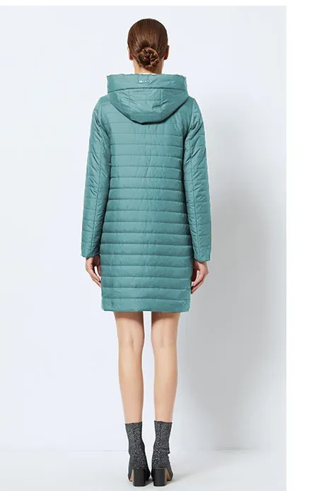 Women's Spring/Autumn Thin Warm Windproof Hooded Coat