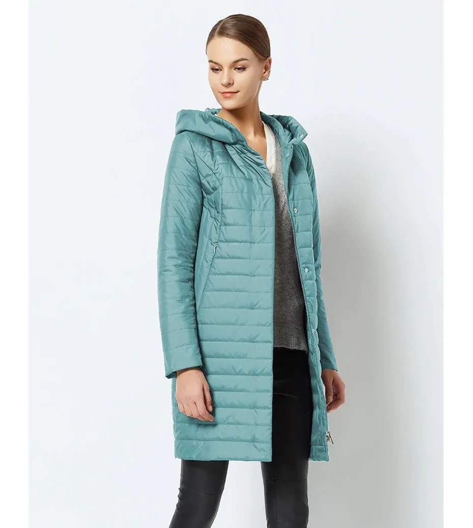 Women's Spring/Autumn Thin Warm Windproof Hooded Coat