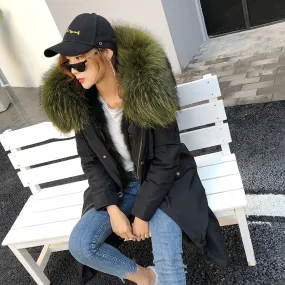 Women's Winter Casual Hooded Long Thick Parka With Fox Fur