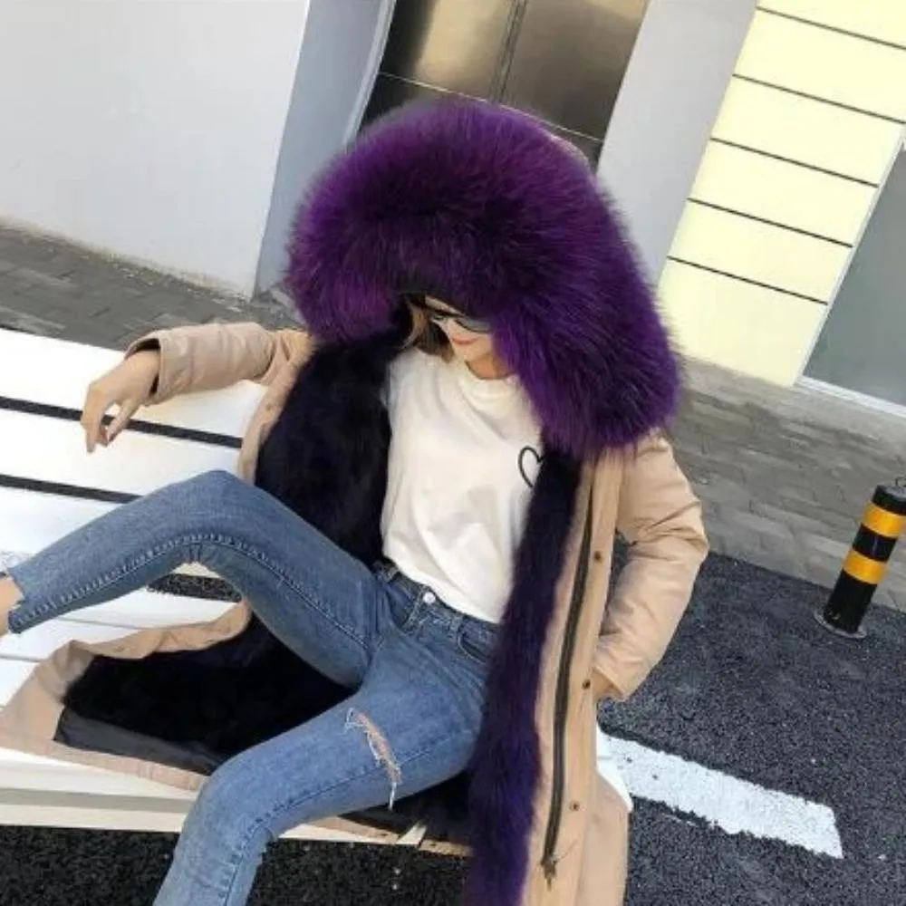 Women's Winter Casual Hooded Long Thick Parka With Fox Fur