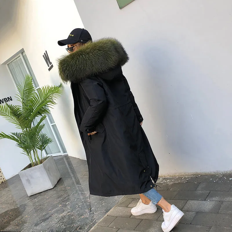 Women's Winter Casual Hooded Long Thick Parka With Fox Fur