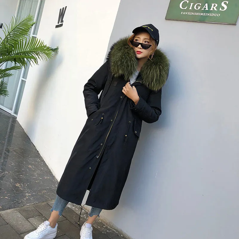Women's Winter Casual Hooded Long Thick Parka With Fox Fur