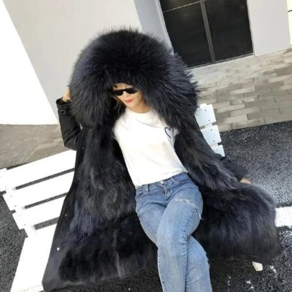 Women's Winter Casual Hooded Long Thick Parka With Fox Fur