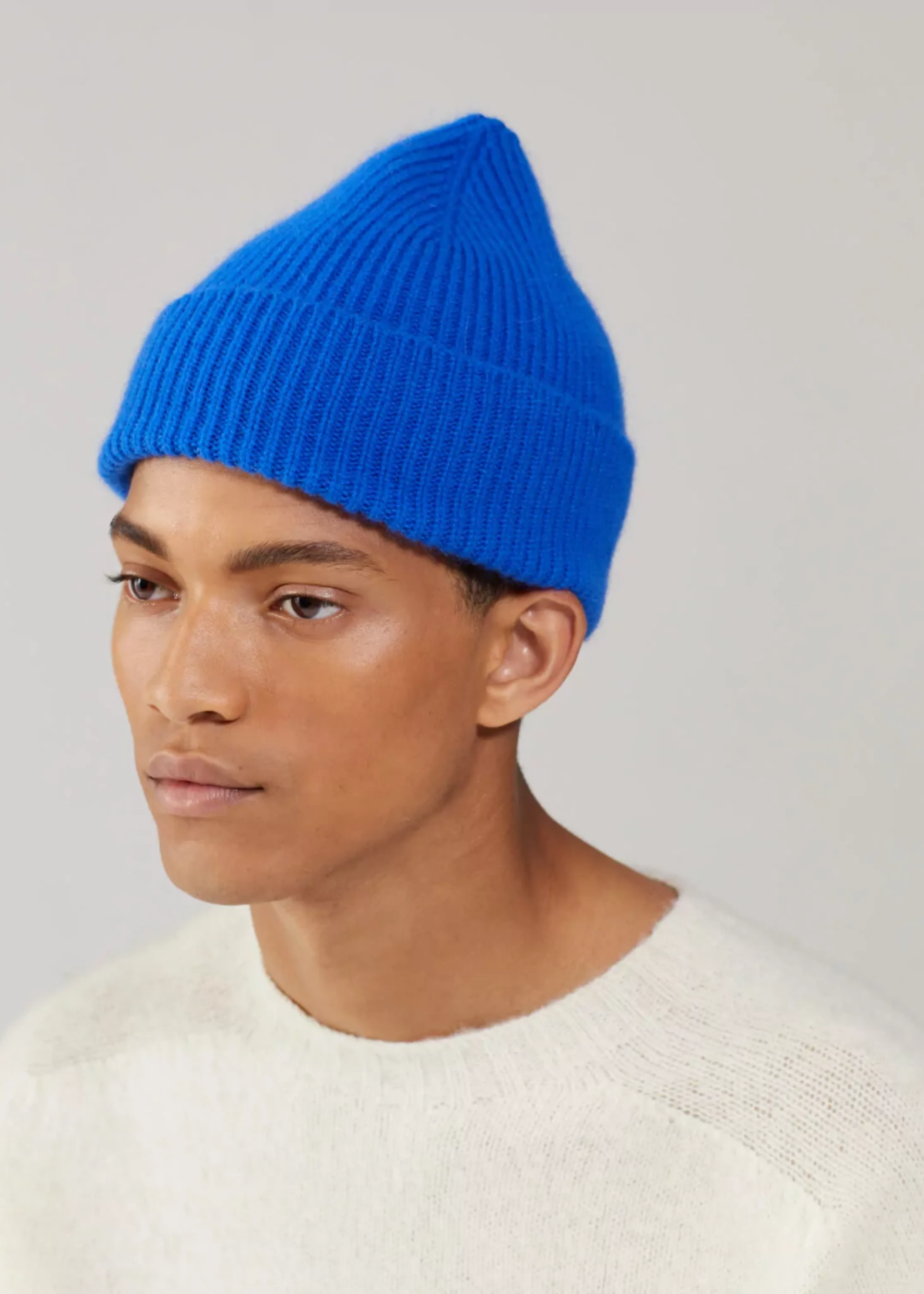 Wool beanie, royal azure