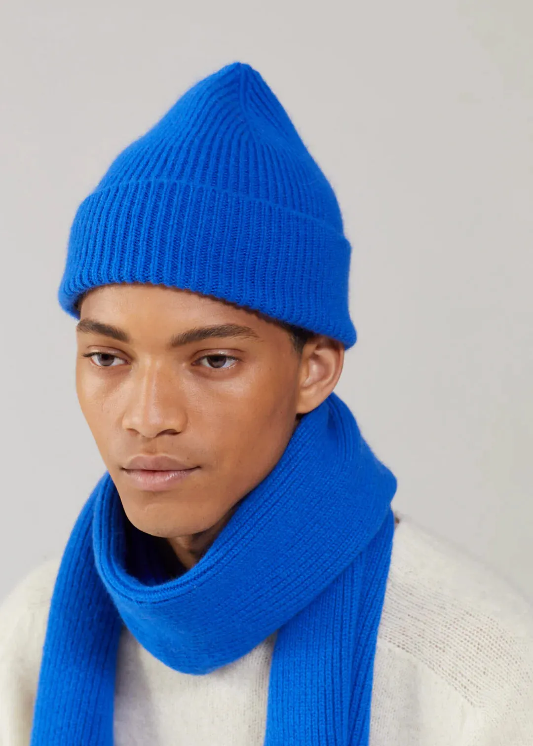 Wool beanie, royal azure