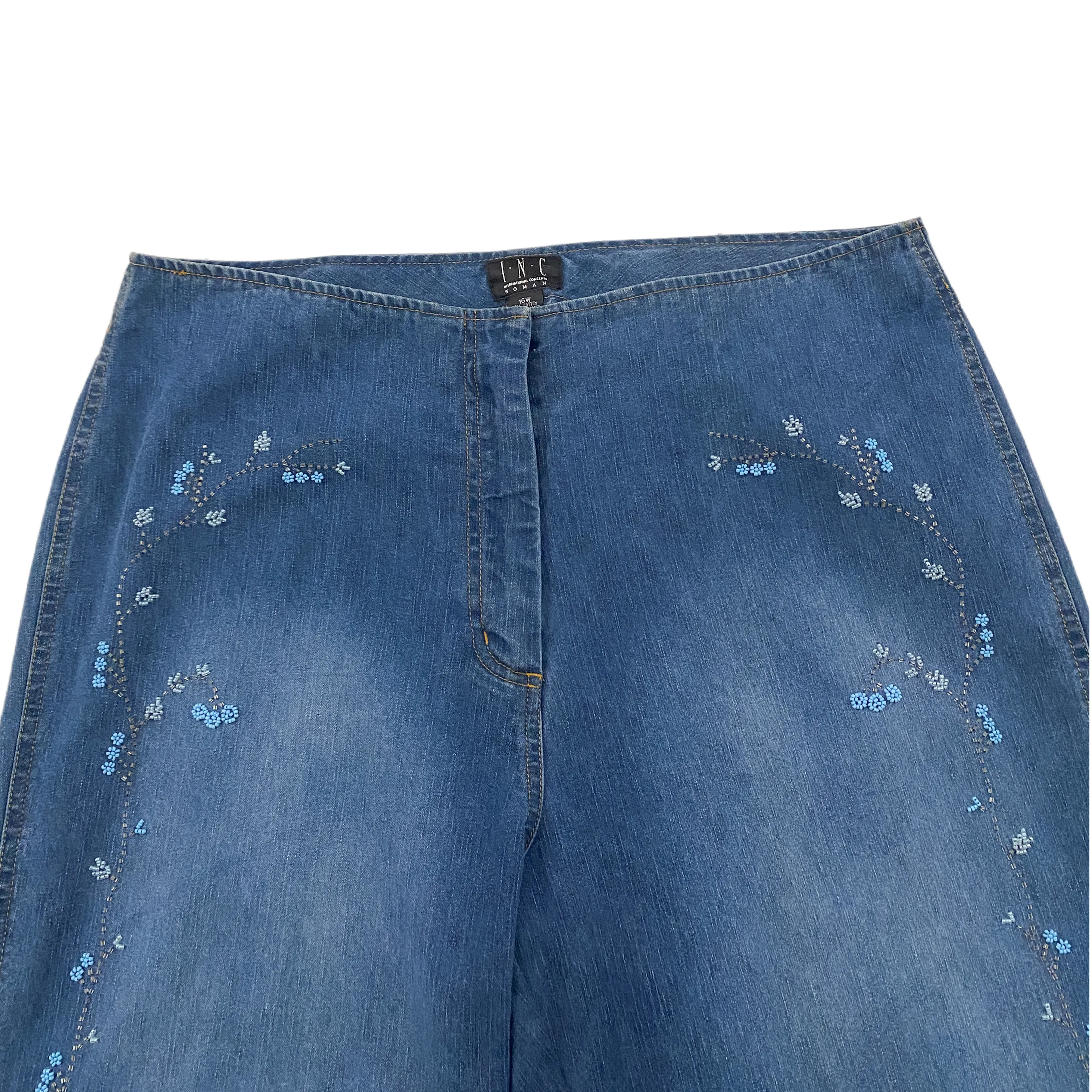Y2K Floral Beaded Jeans (1X)