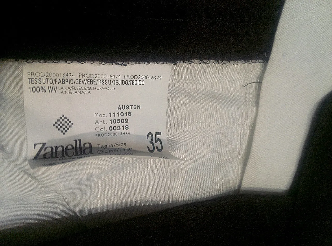 Zanella 'Austin' Brown Flannel Wool Pleated Trousers- size 35x30