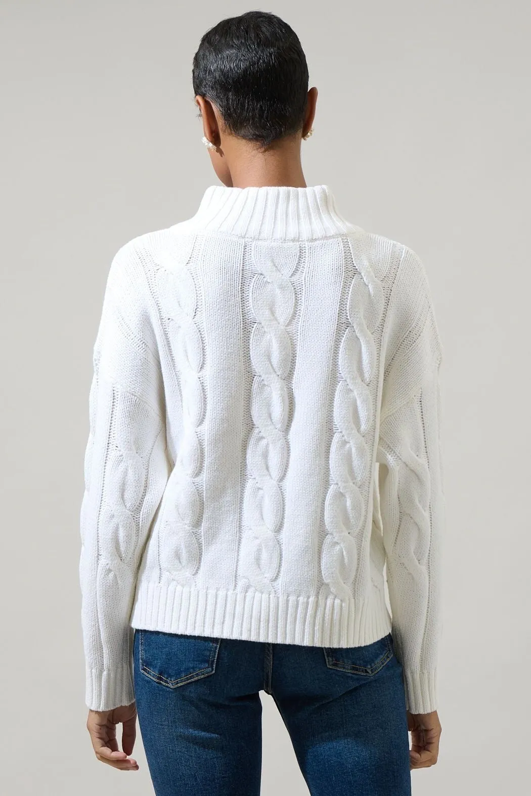 Zip Neck Cable Knit Sweater